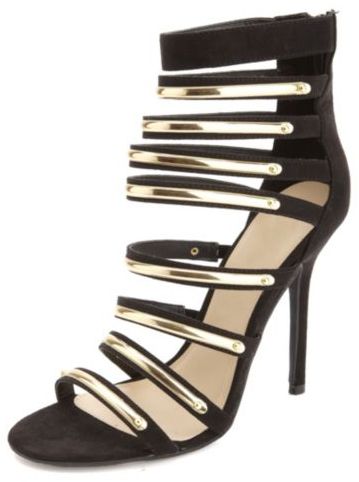 Black and Gold Suede Heeled Sandals: Charlotte Russe Gold Plated ...