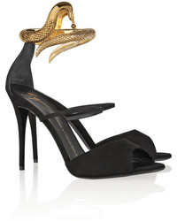 Giuseppe Zanotti Coline Snake Effect Metal And Suede Sandals
