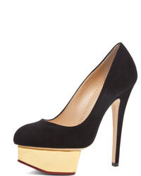 Charlotte Olympia Dolly Signature Court Island Suede Pumps In Blush