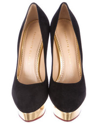 Charlotte Olympia Suede Dolly Pumps