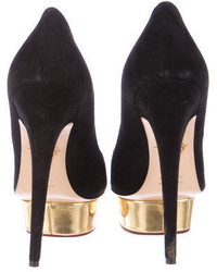 Charlotte Olympia Suede Dolly Pumps