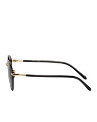 Linda Farrow Luxe Black And Gold Brodie C1 Sunglasses