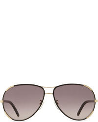 Chloé Chloe Nerine Aviator Sunglasses With Leather Goldblack