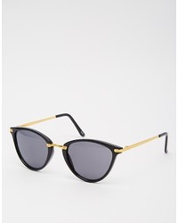 Asos Collection Oval Cat Eye Sunglasses With Metal Nose Bridge