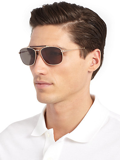 Tom Ford Eyewear Marlon Metal Aviator Sunglasses, $360 | Saks Fifth Avenue  | Lookastic