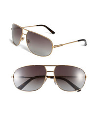 Gucci Metal 64mm Aviator Sunglasses Gold One Size