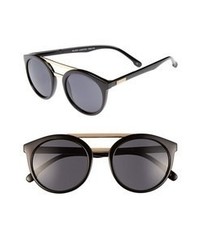 Le Specs Retro Sunglasses Black Gold With Green Lens One Size
