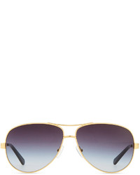 Tory Burch Metal Aviator Sunglasses With Logo Arms Goldenblack, $150 | Neiman  Marcus | Lookastic