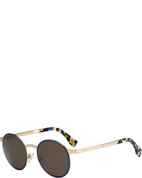 Fendi Round Floral Ear Metal Sunglasses Blue Multi