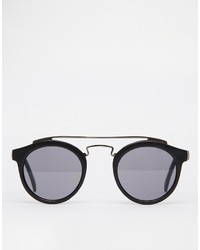 Asos Round Sunglasses With Metal Brow Bar