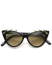 ZeroUV Fashion Metal Bird Adorned Super Cateye Sunglasses