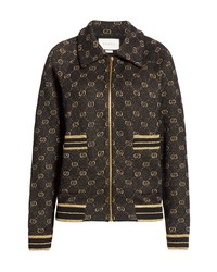 Gucci Gg Metallic Jacquard Wool Cotton Bomber Jacket