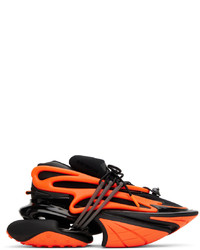 Balmain Black Orange Unicorn Low Top Sneakers