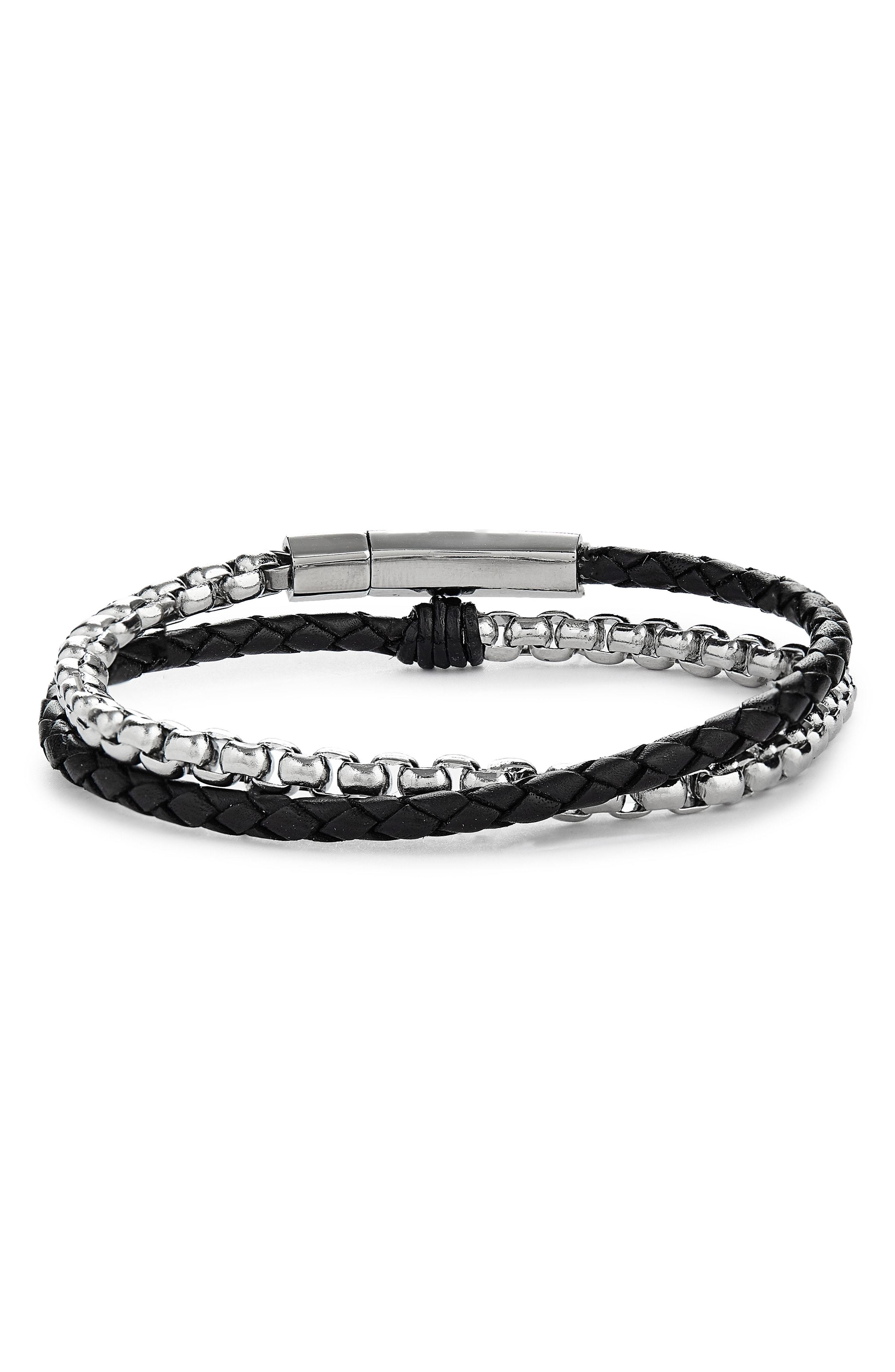 Jonas Studio Braided Leather Chain Double Wrap Bracelet, $175 