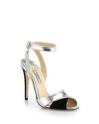 Black and Silver Heeled Sandals