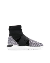 Hogan Glitter Panelled Stretch Knit Sneakers