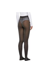 Marc Jacobs Black And Silver Ribbed Tights