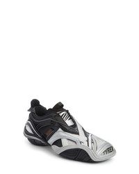 Black and Silver Leather Athletic Shoes