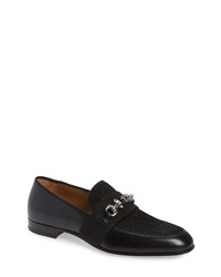 Black and Silver Leather Loafers
