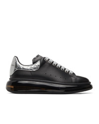 Alexander McQueen Black And Silver Croc Clear Sole Oversized Sneakers