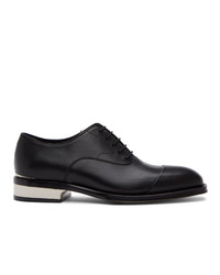Black and Silver Leather Oxford Shoes