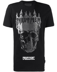 Philipp Plein Flame Embellished Skull T Shirt