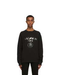 Balmain Black And Silver Logo Sweatshirt