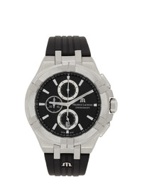 Maurice Lacroix Black And Silver Aikon Chronograph Watch