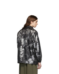 Needles Black And Silver Reflective Paint Coach Jacket