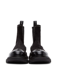 Alexander McQueen Black And Silver Suedechelsea Boots