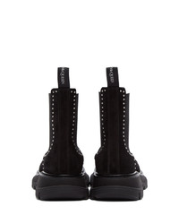 Alexander McQueen Black And Silver Suedechelsea Boots