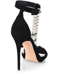 Alexander McQueen Chain Suede T Strap Sandals