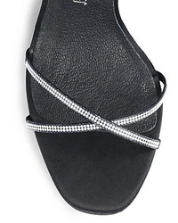 Pedro Garcia Metal Heeled Jeweled Leather Satin Sandals