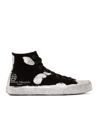 Black and Silver Suede High Top Sneakers