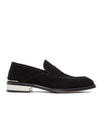 Black and Silver Suede Loafers