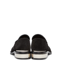 Alexander McQueen Black And Silver Suede Loafers