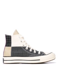 Black and Tan Canvas High Top Sneakers