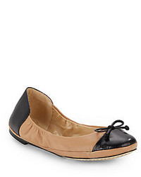 Saks Fifth Avenue BLACK Ralin Colorblock Leather Ballet Flats