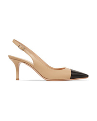 Gianvito Rossi Lucy 70 Two Tone Leather Slingback Pumps