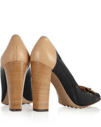 Tod's Two Tone Leather And Patent Pumps