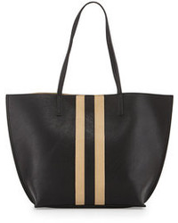 Neiman Marcus Reversible Stripe Detail Tote Bag Black