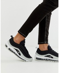 Nike Air Max 97 Premium Trainers In Black Cracked Leather