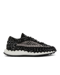 Valentino Garavani Black And Grey Crochet Sneakers