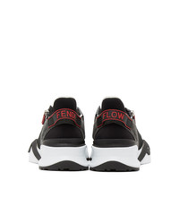 Fendi Black And Grey Suede Flow Sneakers