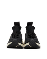 Rick Owens Black And Off White Veja Edition Sock Runner Sneakers