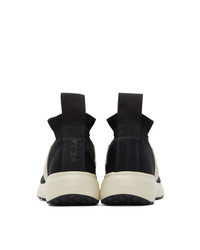 Rick Owens Black And Off White Veja Edition Sock Runner Sneakers