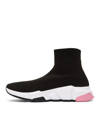 Balenciaga Black And Pink Speed Sneakers