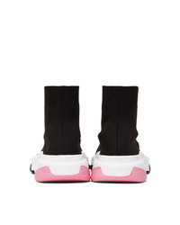 Balenciaga Black And Pink Speed Sneakers