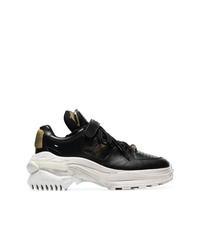 Maison Margiela Black And White Artisanal Leather Low Top Sneakers