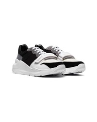 Burberry Black And White Regis Low Top Velcro Sneakers